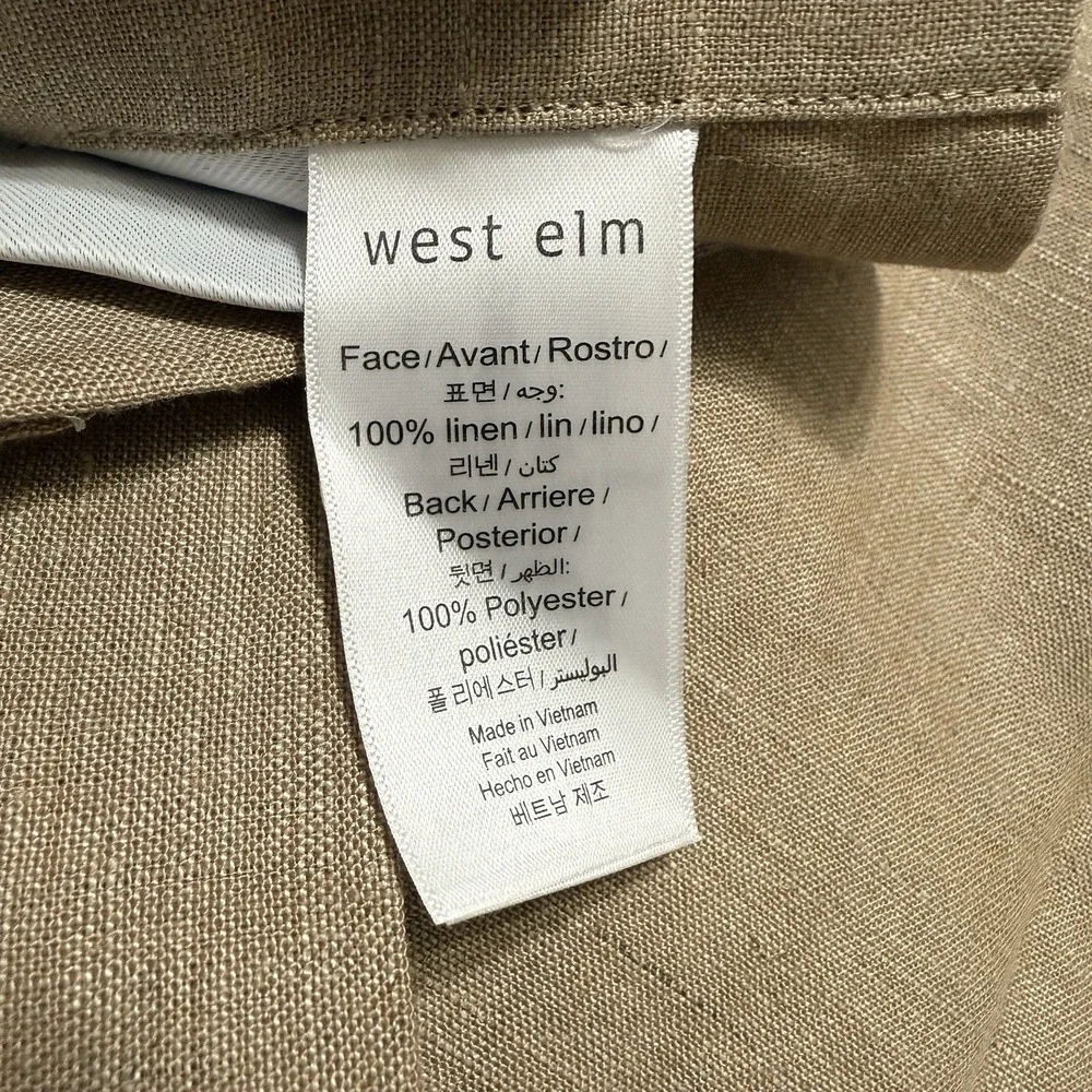 West Elm European Flax Linen Blackout Curtain 48x108 Dark Flax Brown $200 Retail